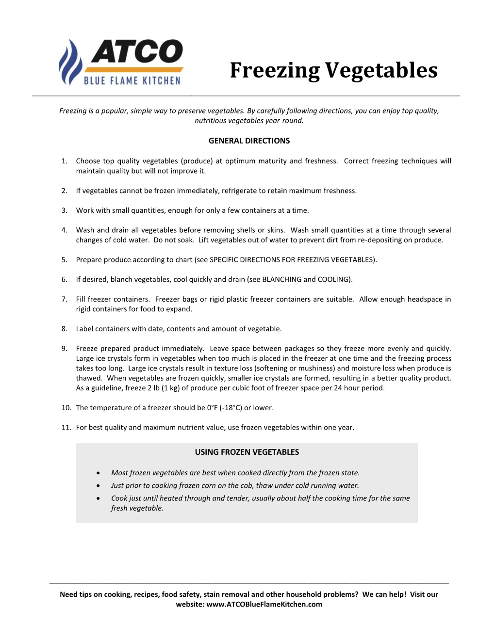 Freezing Vegetables