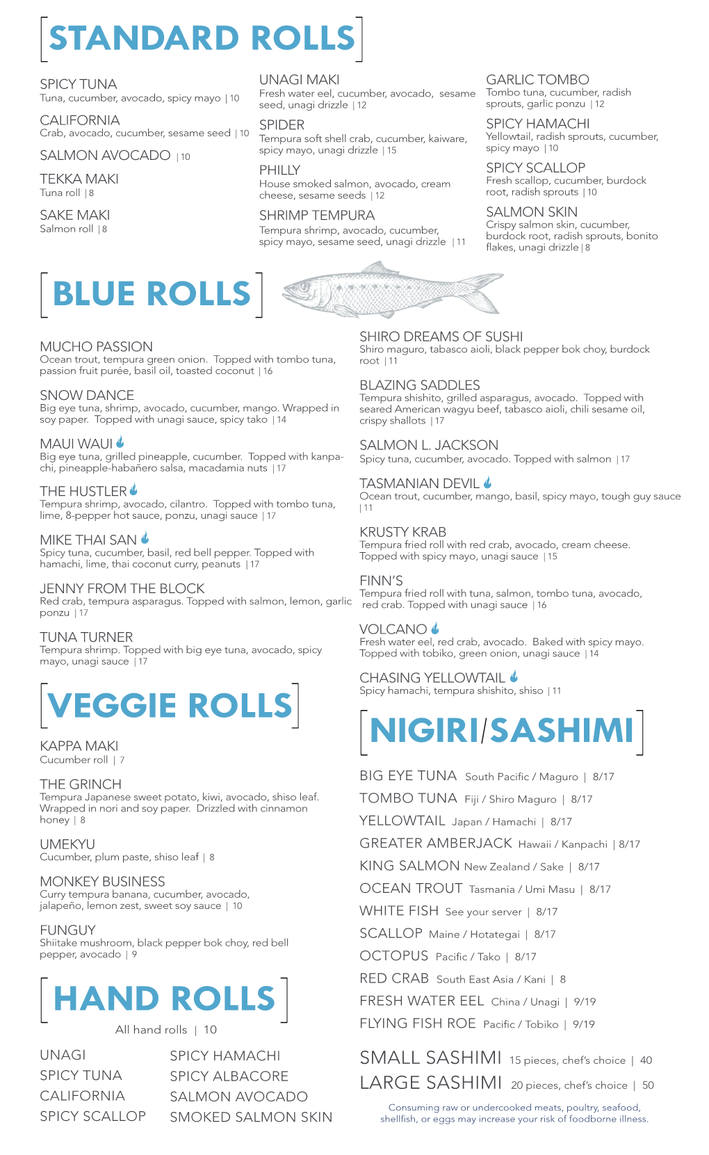 Blue Rolls Nigiri Sashimi Standard Rolls Veggie