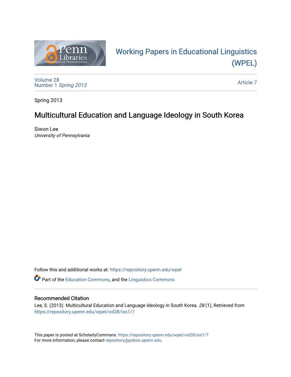 Multicultural Education and Language Ideology in South Korea