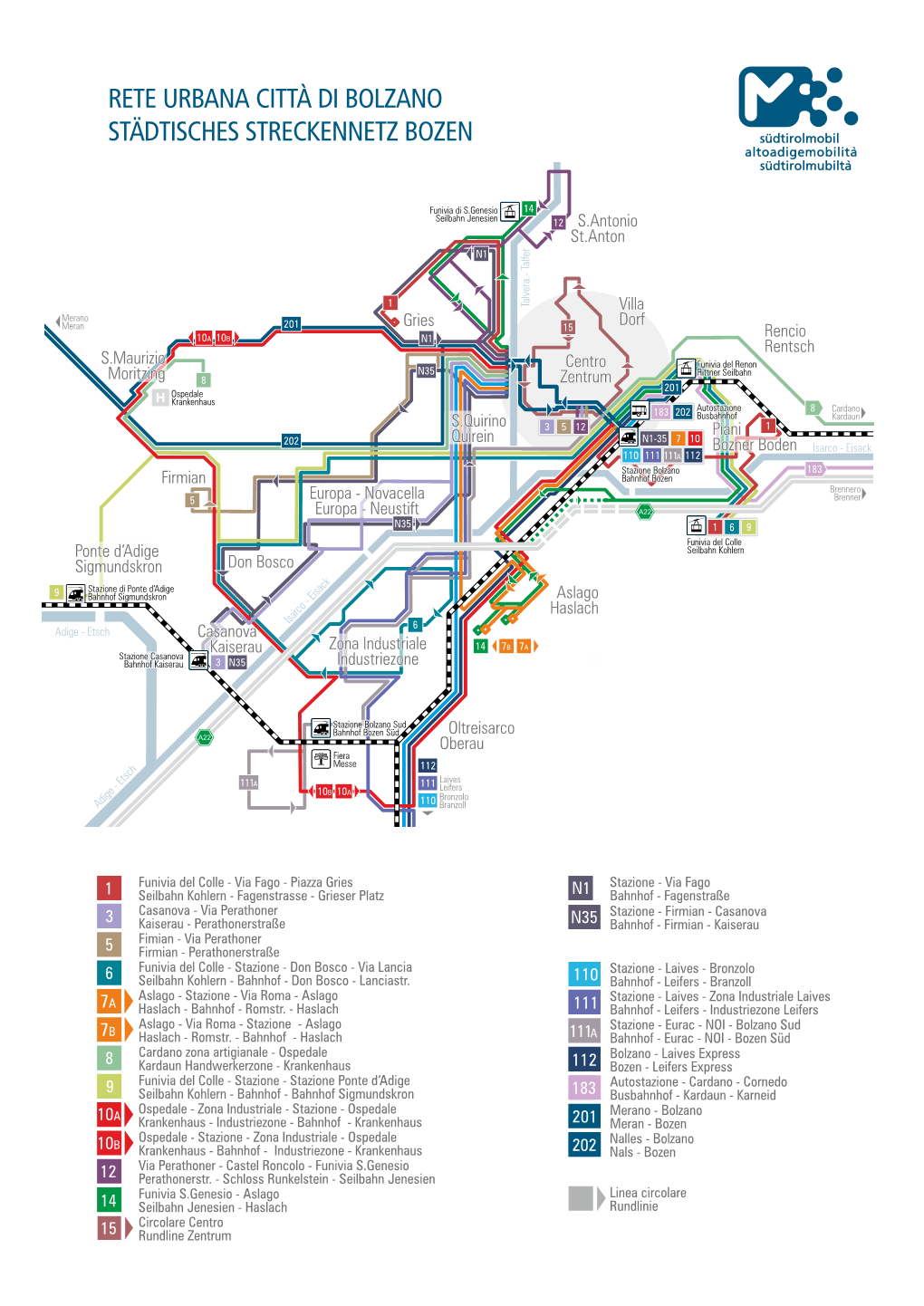 Rete Urbana Città Di Bolzano Städtisches Streckennetz Bozen