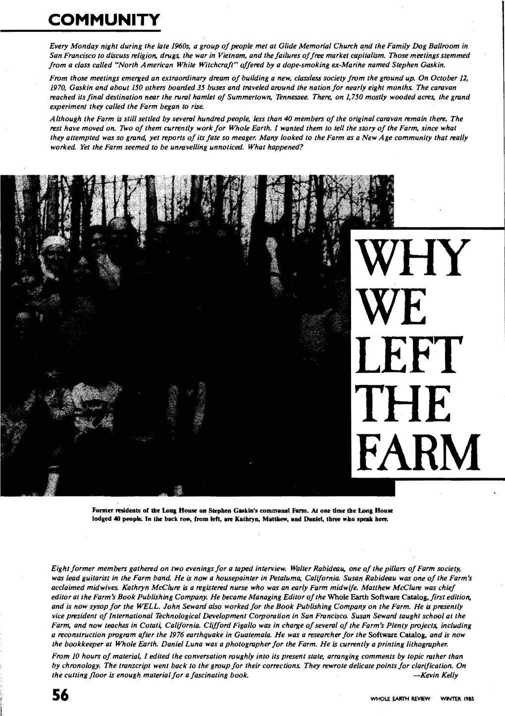 Why We Left the Farm