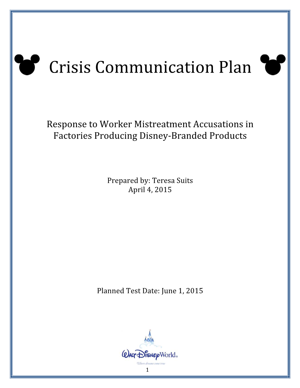 Crisis Communication Plan