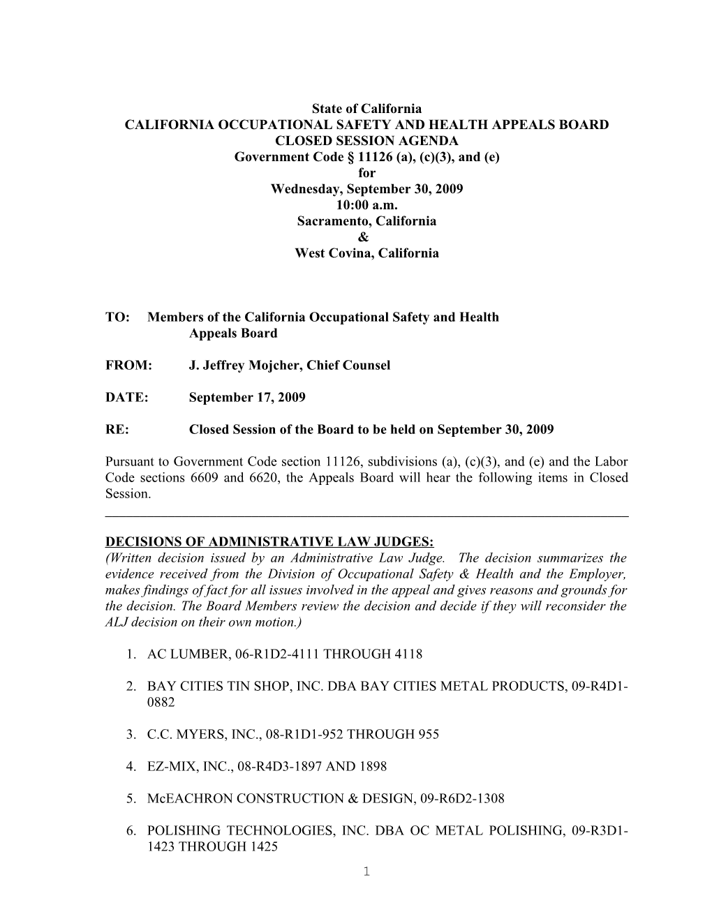 California Occupational Safety & Health Appeals Board s12