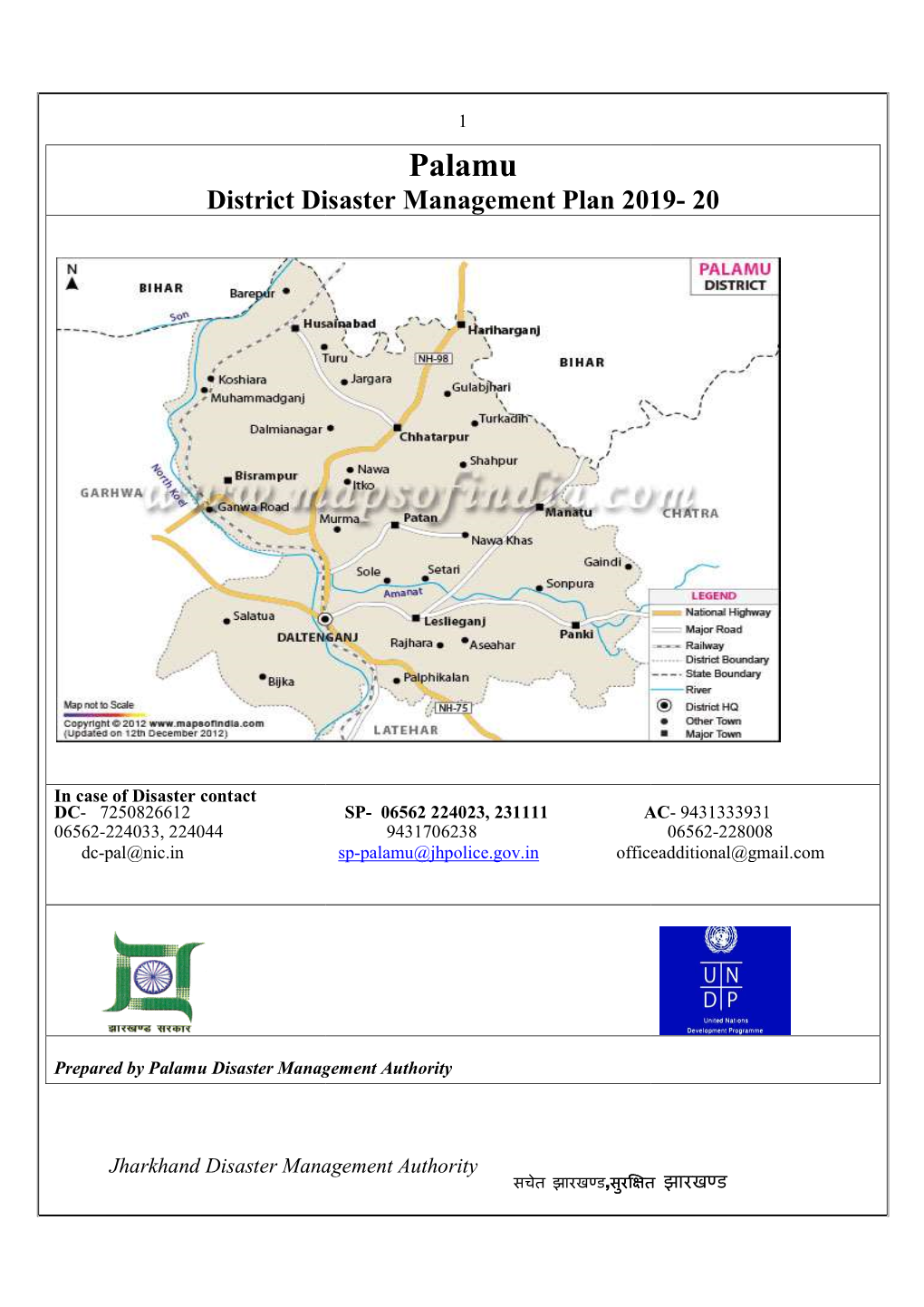 Palamu District Disaster Management Plan 2019- 20