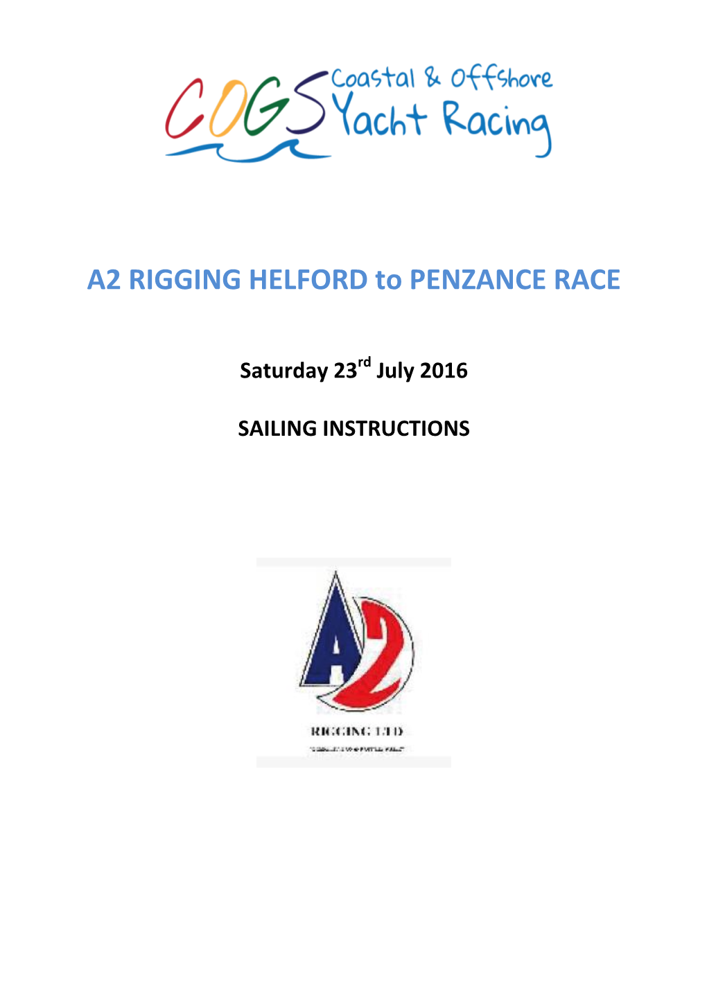 A2 RIGGING HELFORD to PENZANCE RACE