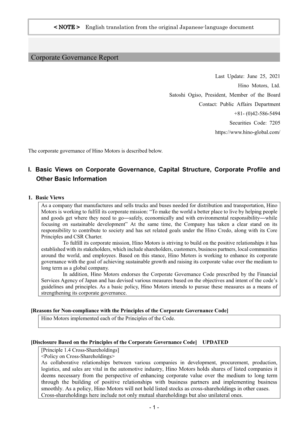 Corporate Governance Report