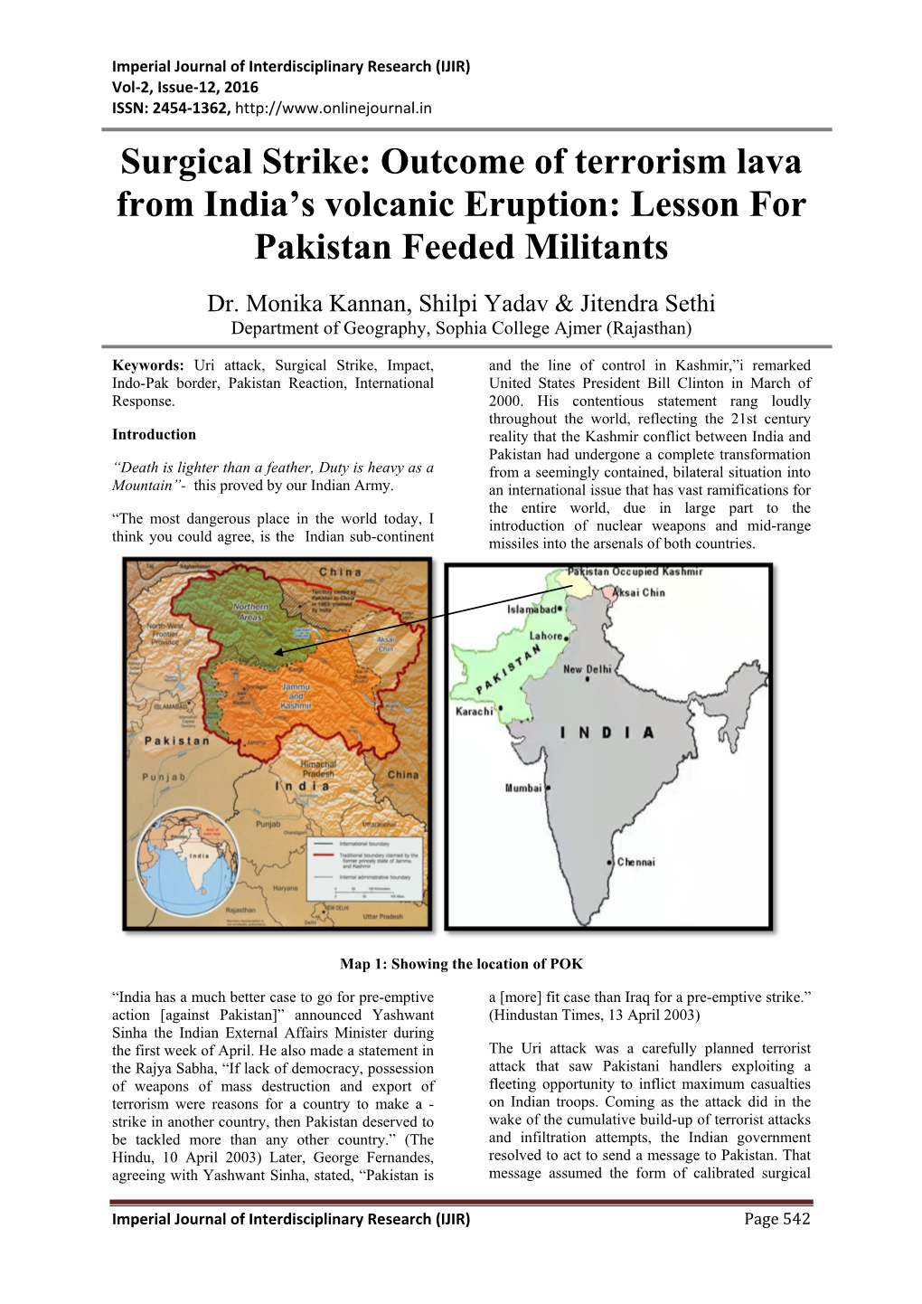 Surgical Strike: Outcome of Terrorism Lava from India's Volcanic Eruption