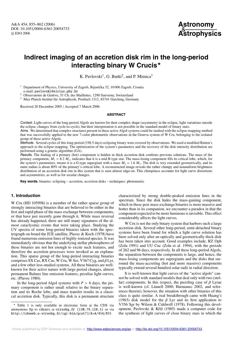 Indirect Imaging of an Accretion Disk Rim in the Long-Period Interacting Binary W Crucis