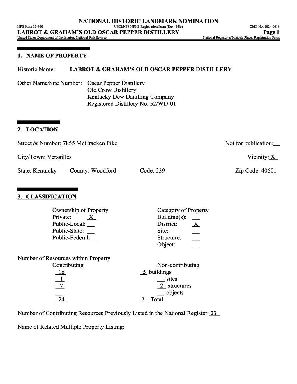NATIONAL HISTORIC LANDMARK NOMINATION NFS Form 10-900 USDI/NPS NRHP Registration Form (Rev