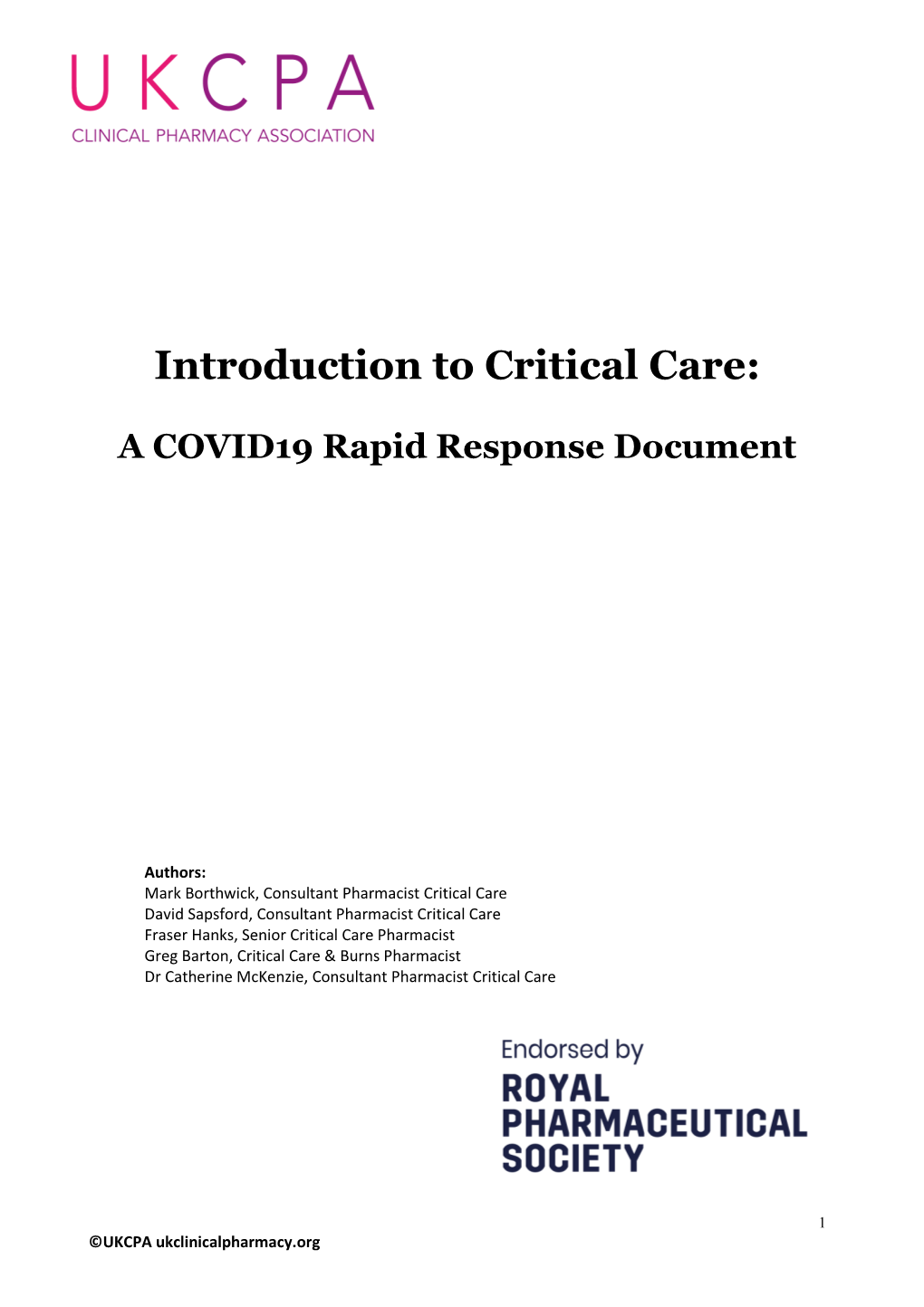 Introduction to Critical Care