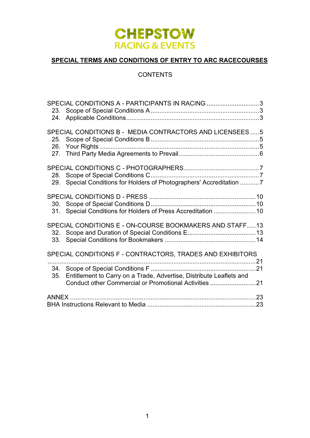 Racecourse Guidance Document