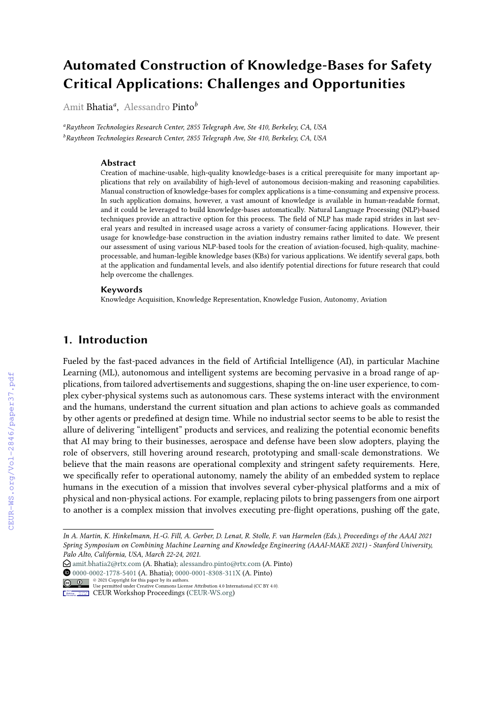 Automated Construction of Knowledge-Bases for Safety Critical Applications: Challenges and Opportunities