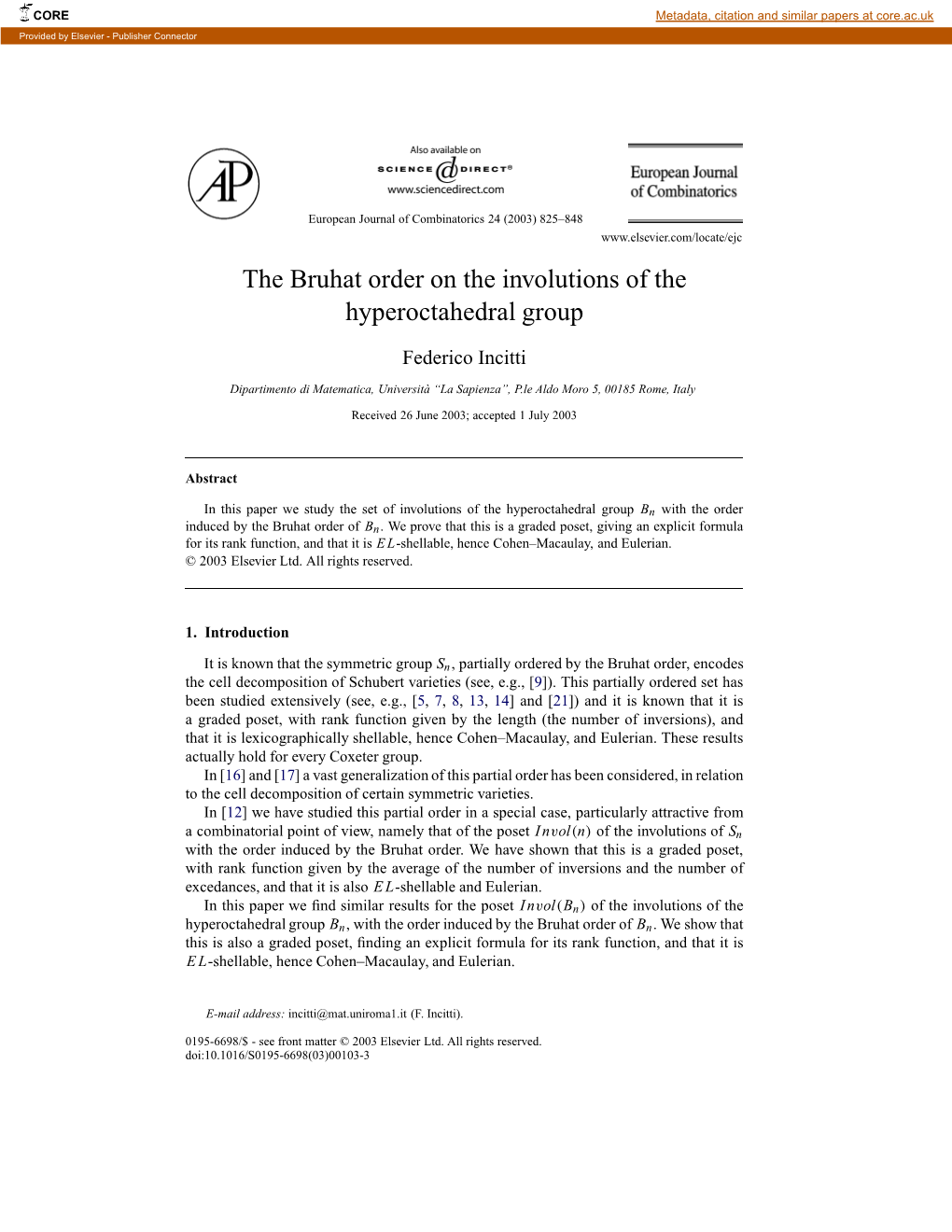 The Bruhat Order on the Involutions of the Hyperoctahedral Group