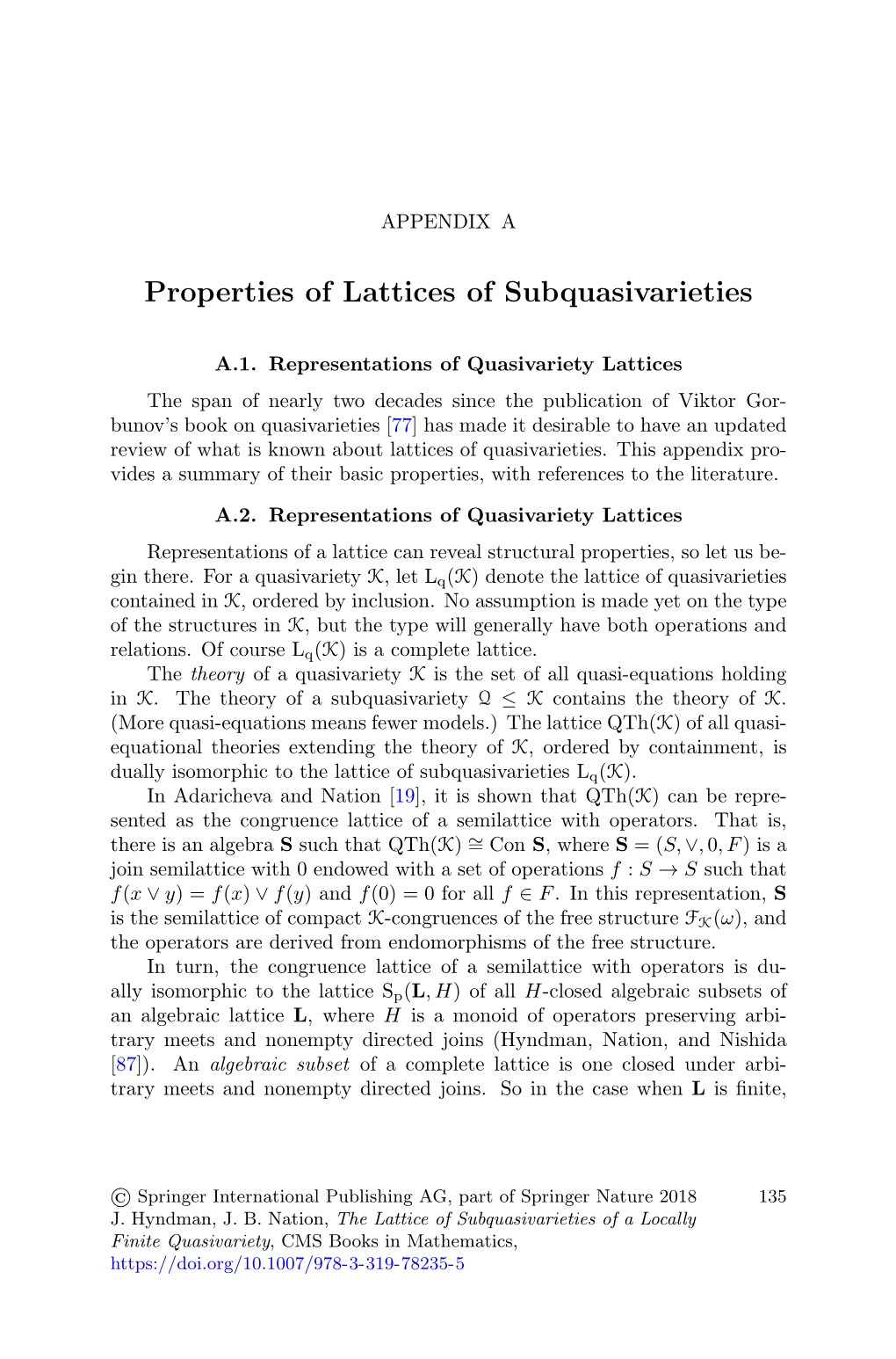 Properties of Lattices of Subquasivarieties