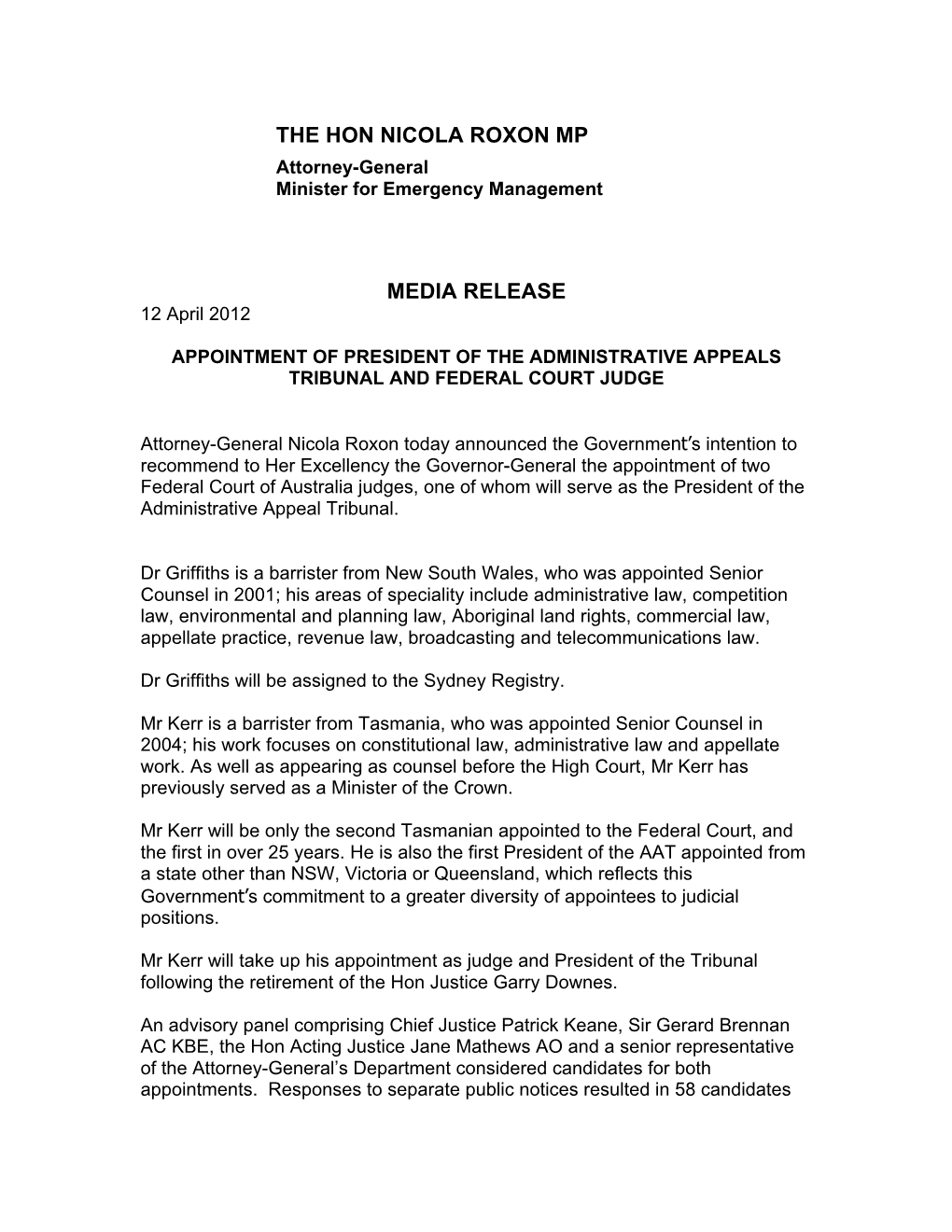 The Hon Nicola Roxon Mp Media Release