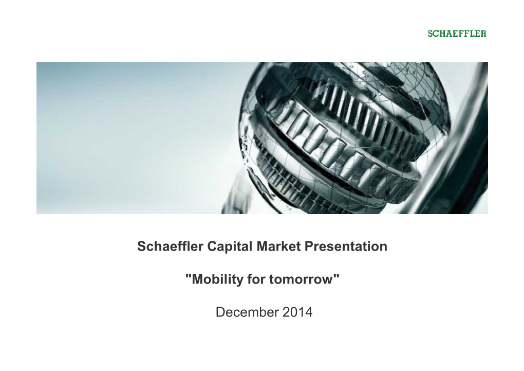 Schaeffler Capital Market Presentation "Mobility For