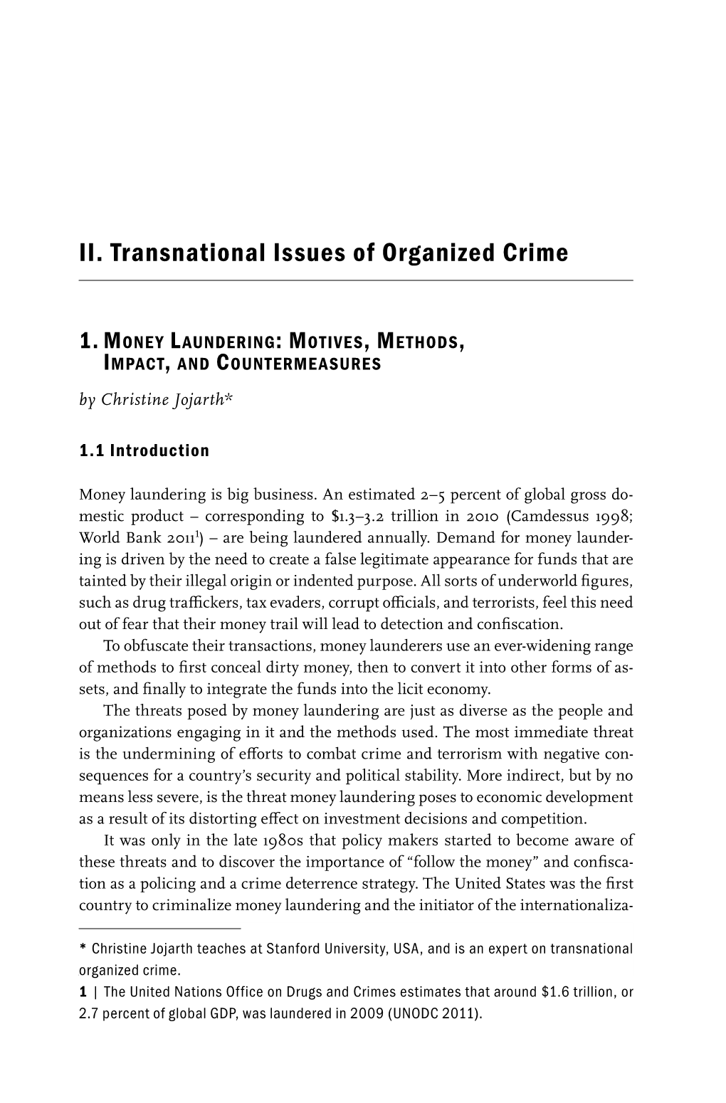 II. Transnational Issues of Organized Crime