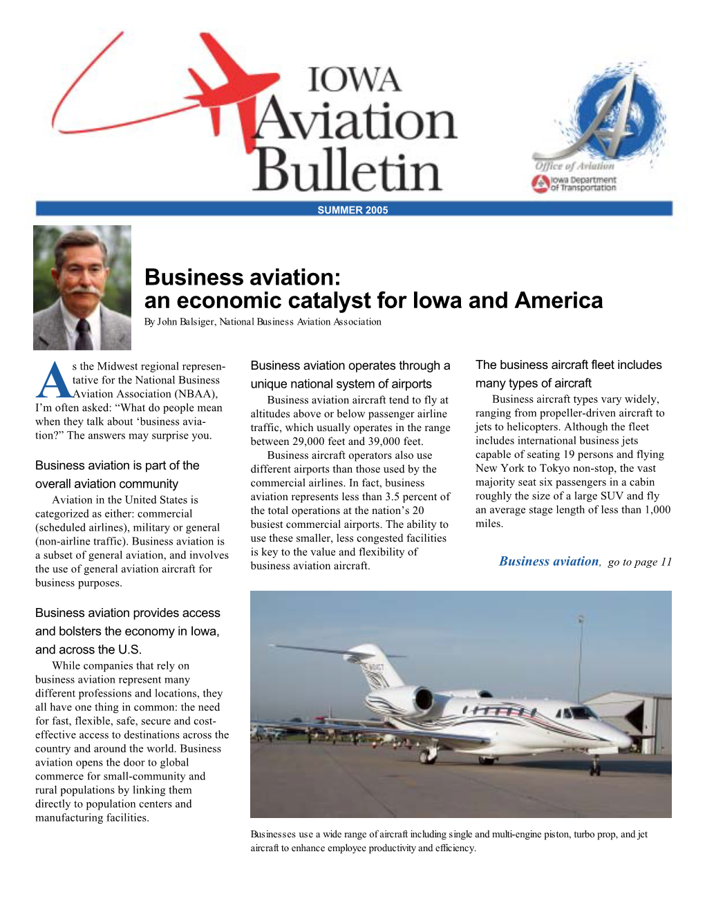 Business Aviation: an Economic Catalyst for Iowa and America by John Balsiger, National Business Aviation Association