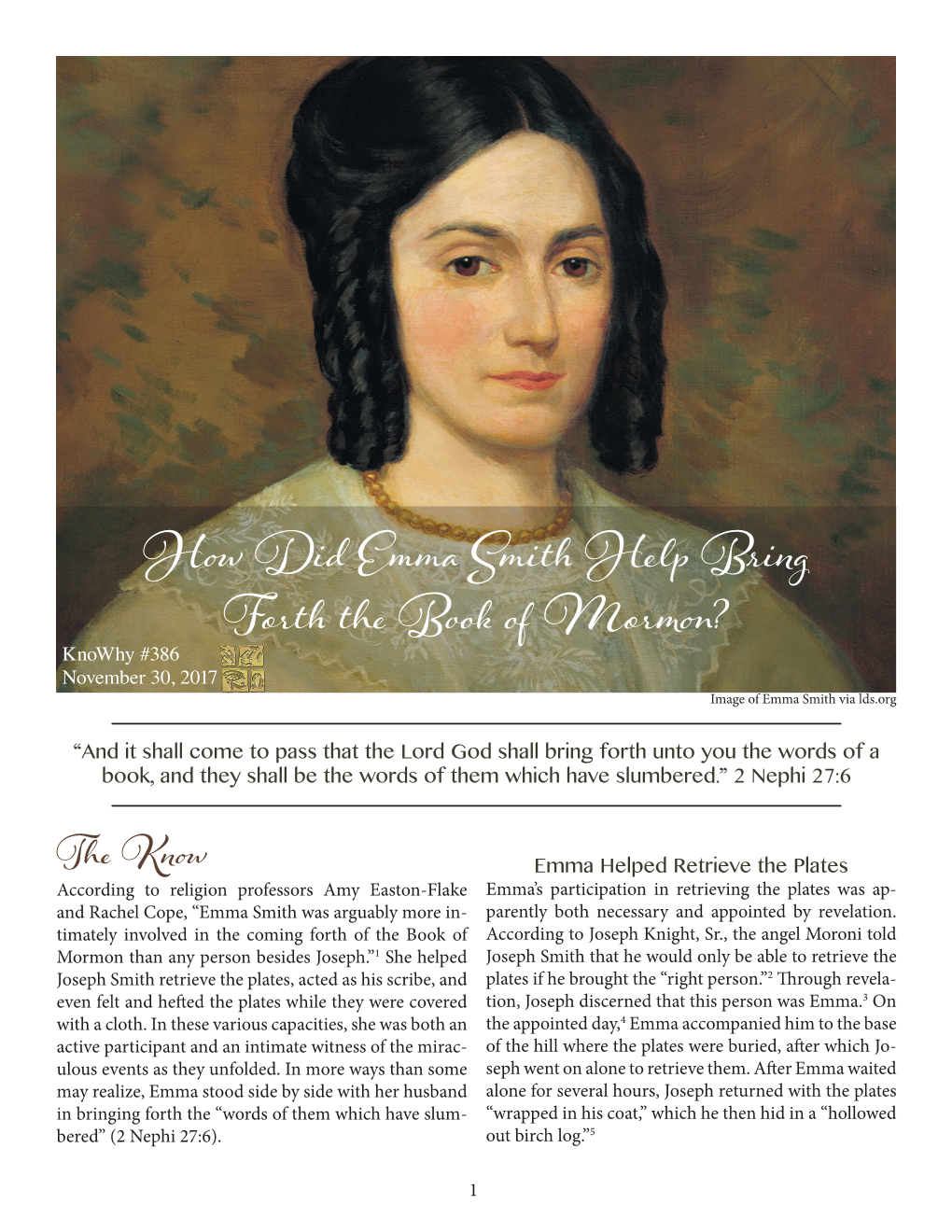 How Did Emma Smith Help Bring Forth the Book of Mormon?