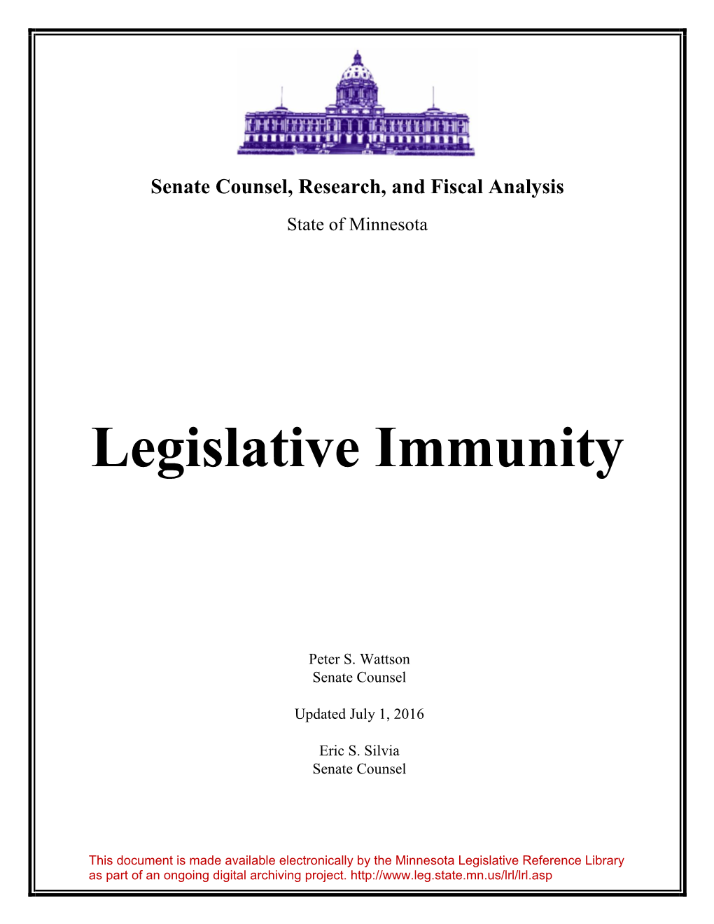 Legislative Immunity