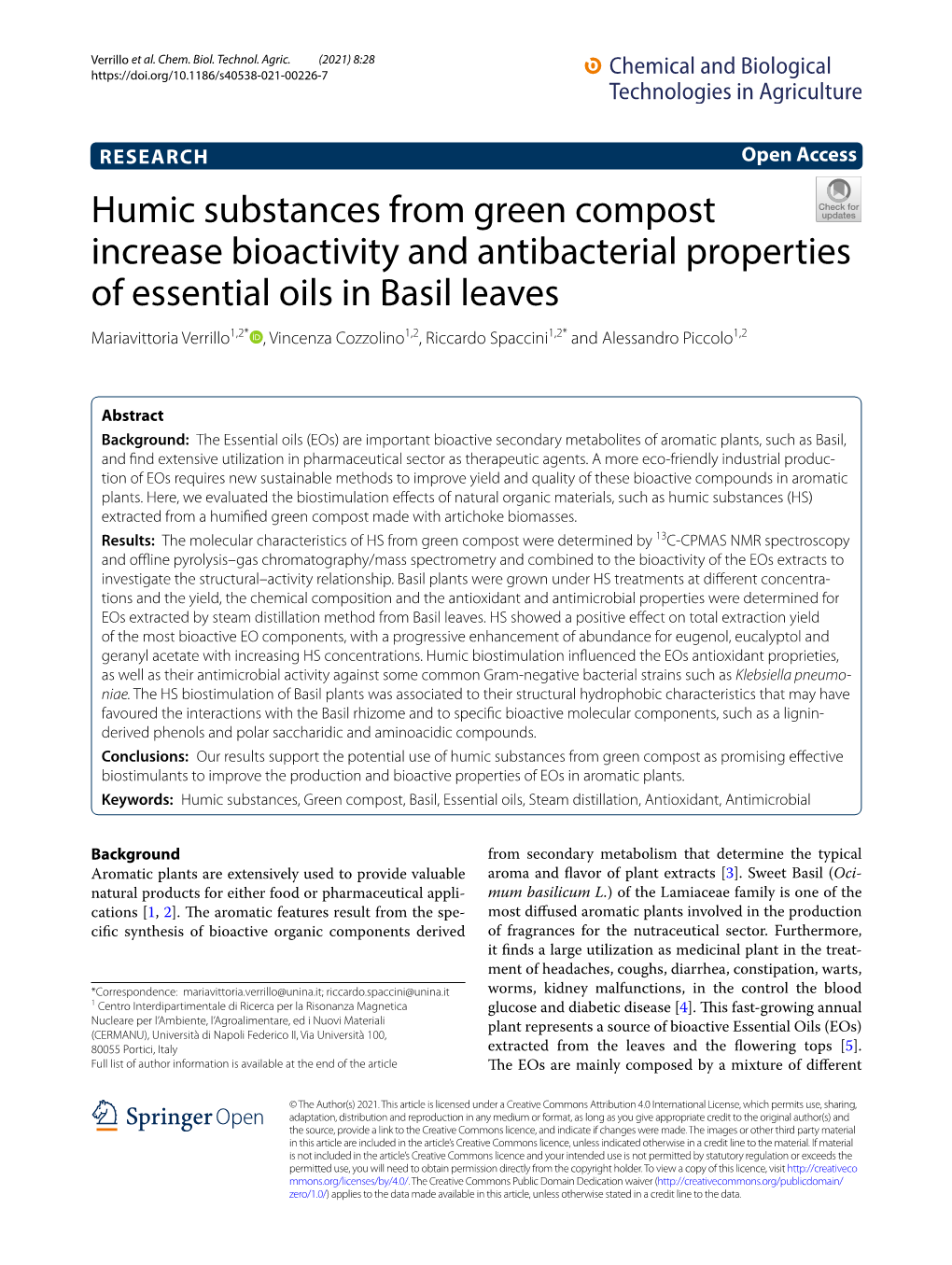 Humic Substances from Green Compost Increase Bioactivity And