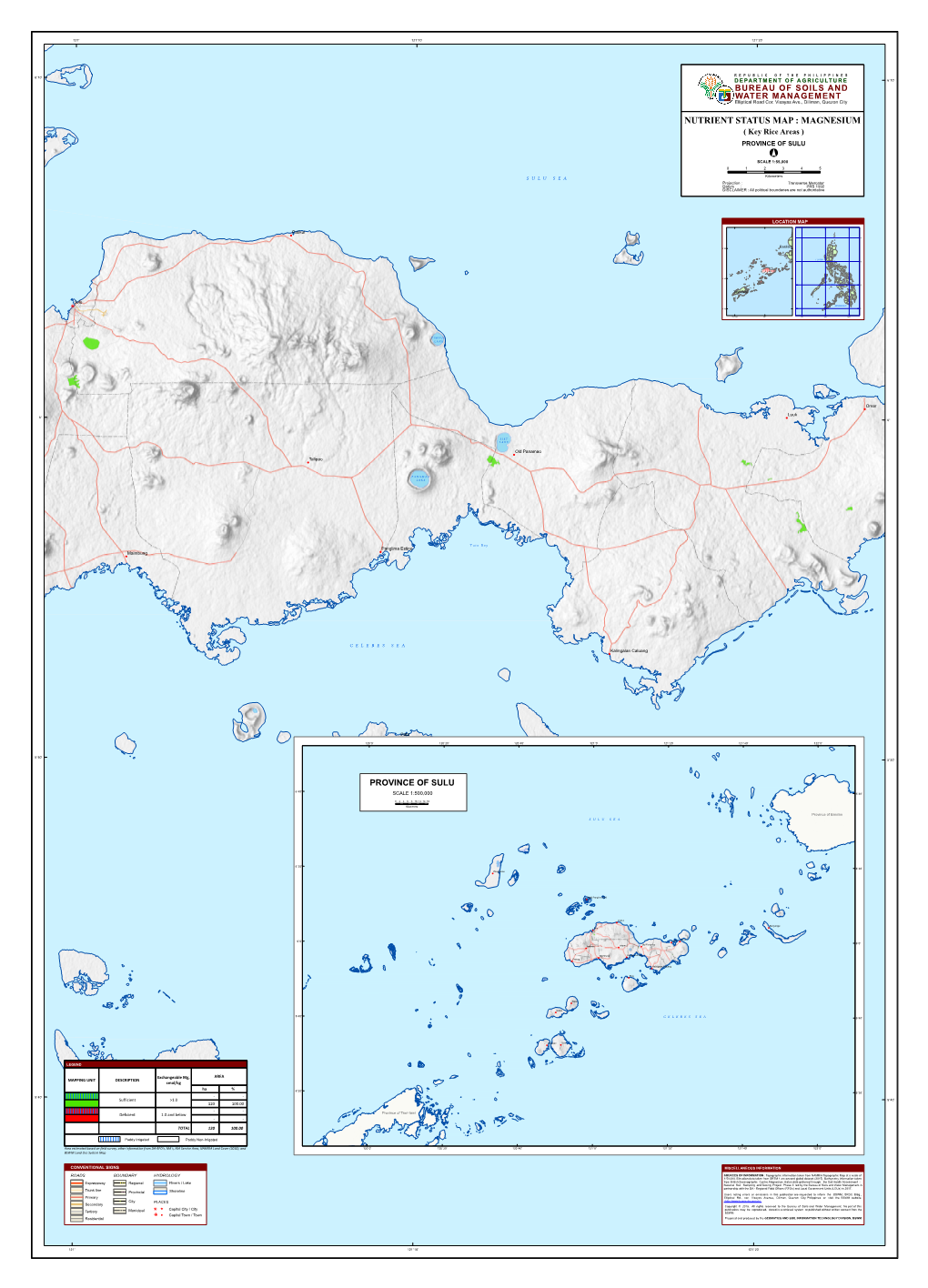 NUTRIENT STATUS MAP : MAGNESIUM ( Key Rice Areas ) PROVINCE of SULU ° SCALE 1:55,000 0 1 2 3 4 5