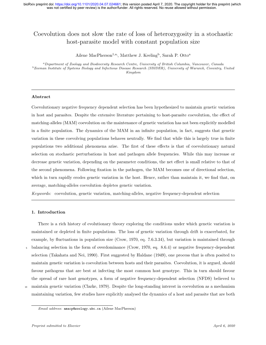 Coevolution Does Not Slow the Rate of Loss of Heterozygosity in a Stochastic Host-Parasite Model with Constant Population Size