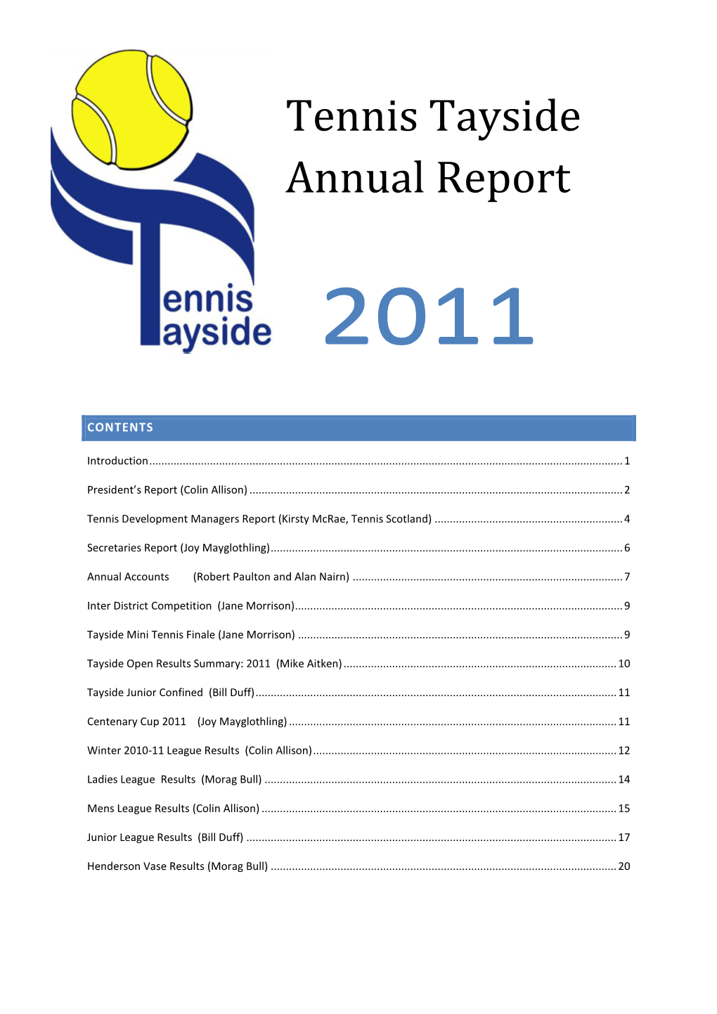 Tennis Tayside Annual Report