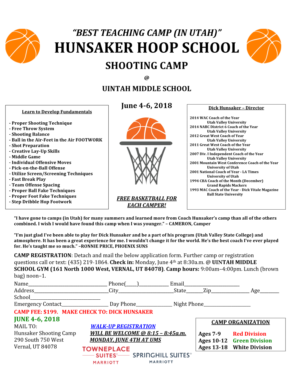 Hunsaker Hoop School Shooting Camp @ Uintah Middle School