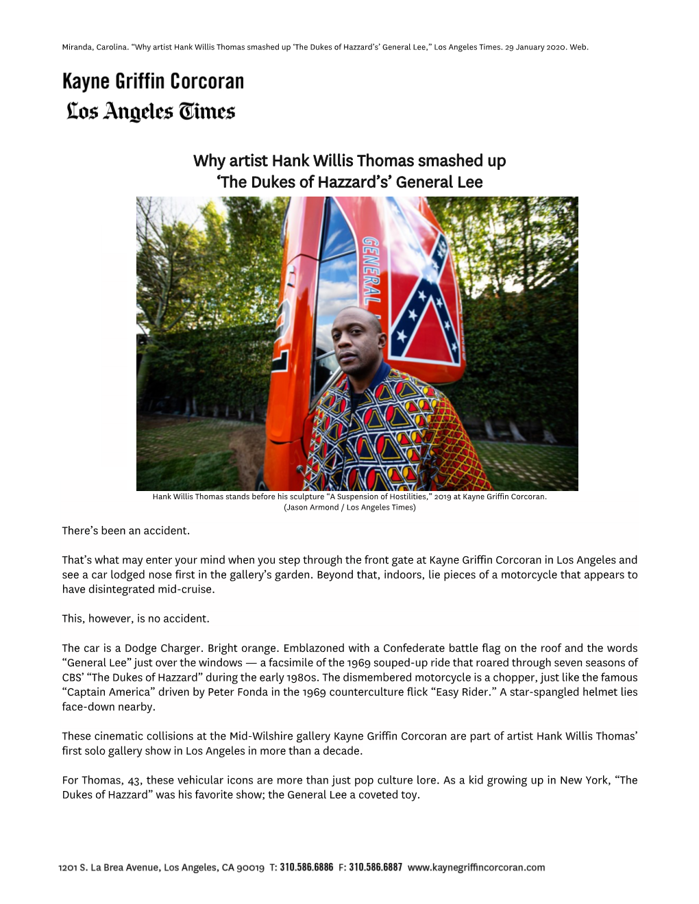 General Lee,” Los Angeles Times