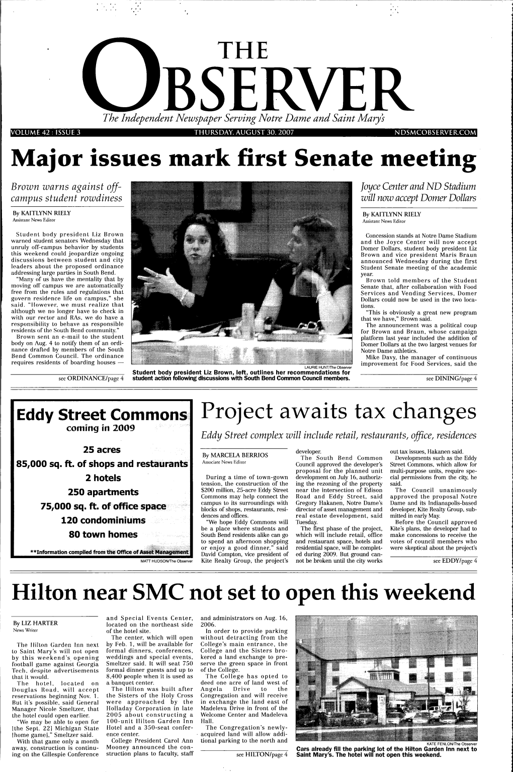 THE Major Issues Mark First Senate Meeting