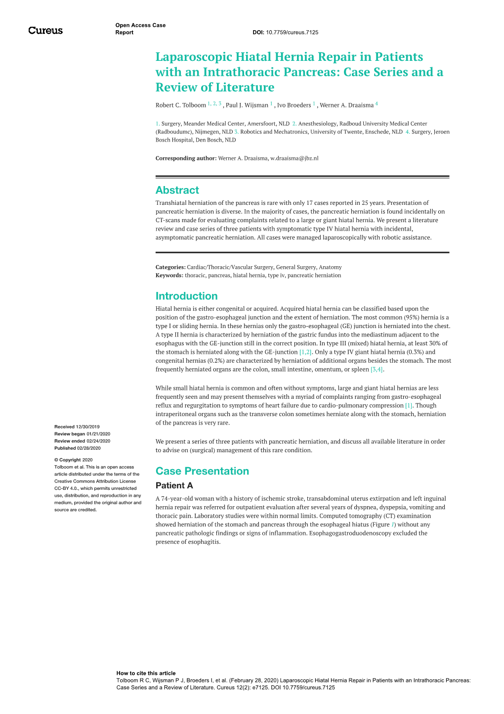 Laparoscopic Hiatal Hernia Repair in Patients with an Intrathoracic Pancreas: Case Series and a Review of Literature