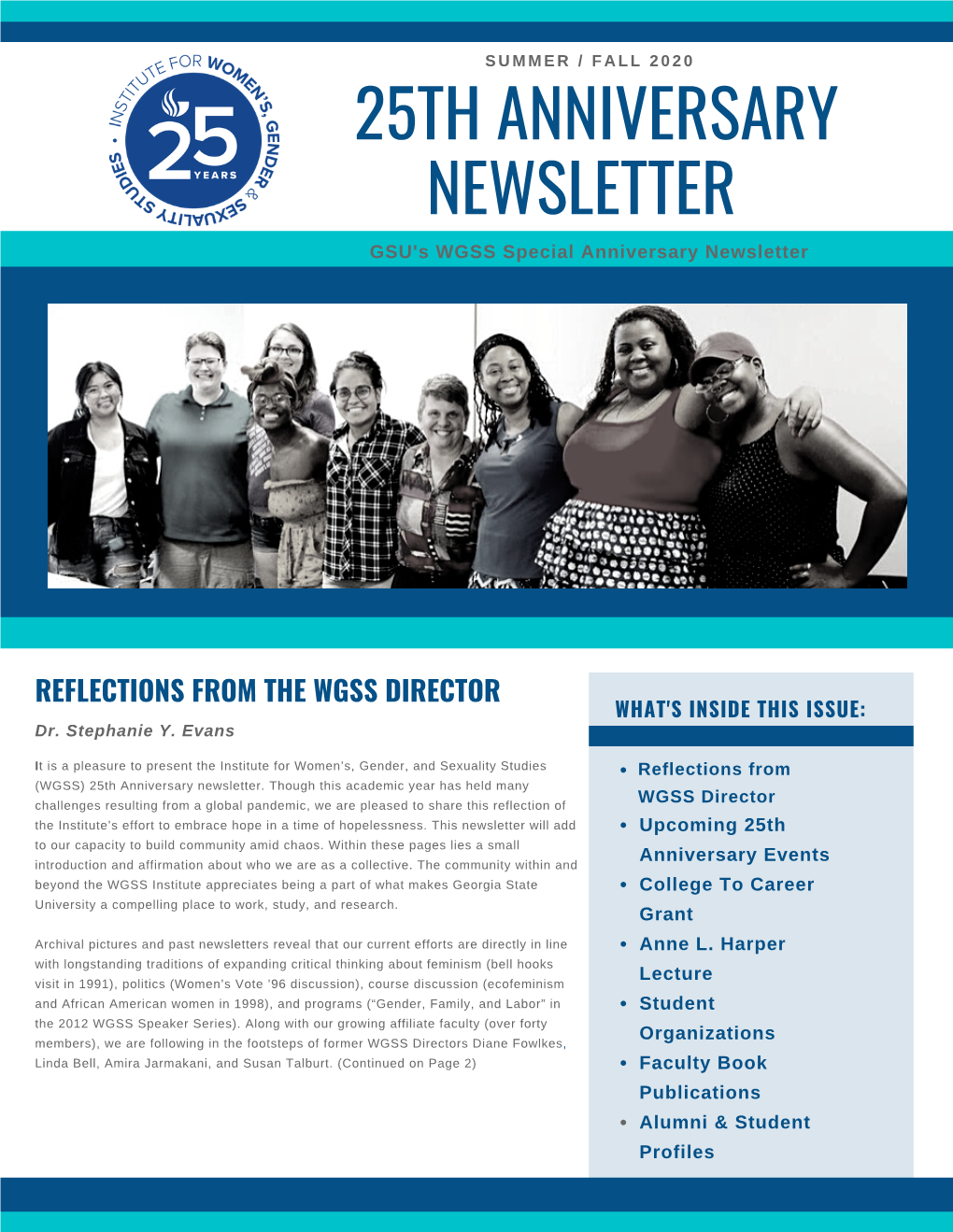 25TH ANNIVERSARY NEWSLETTER GSU's WGSS Special Anniversary Newsletter