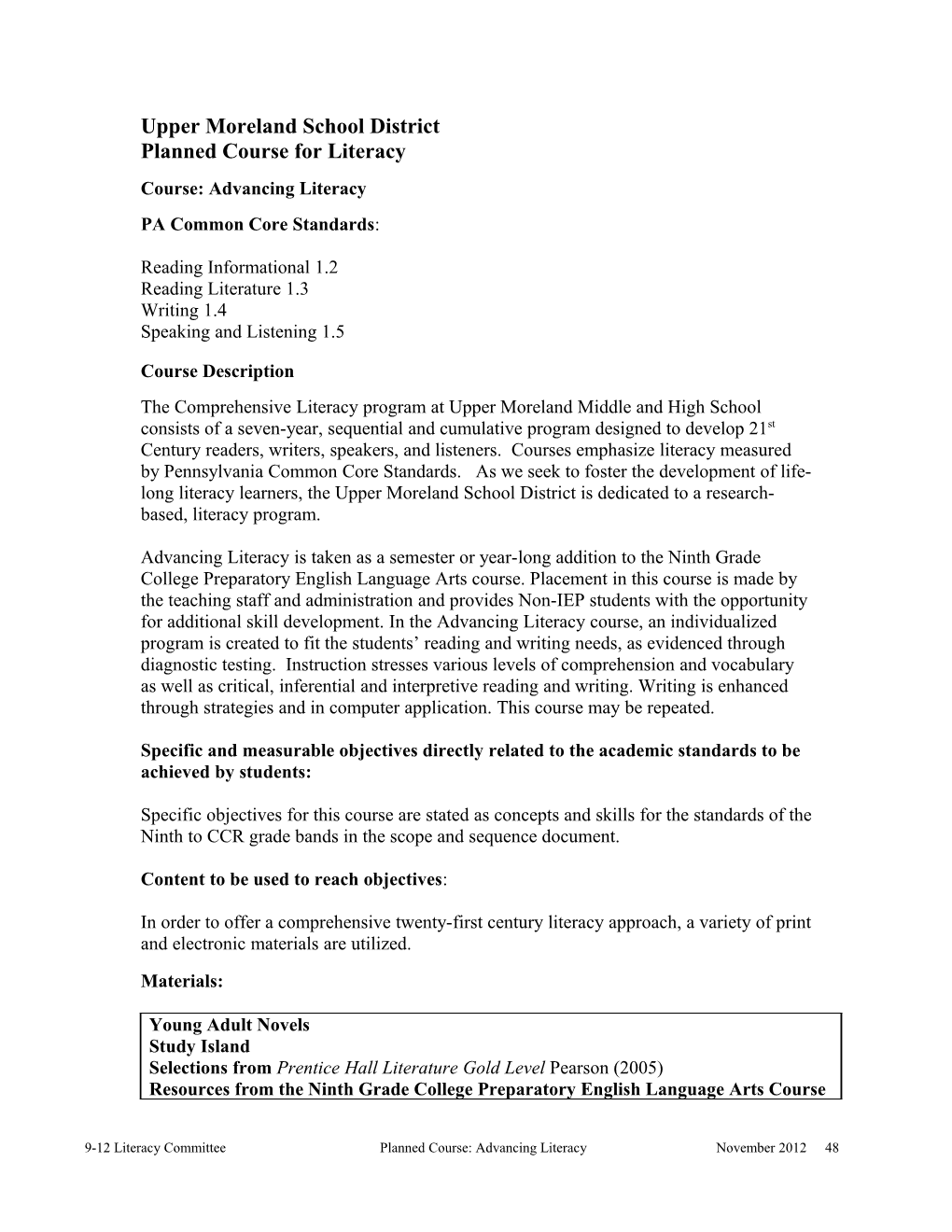 Template For The Development Of Planned Instruction