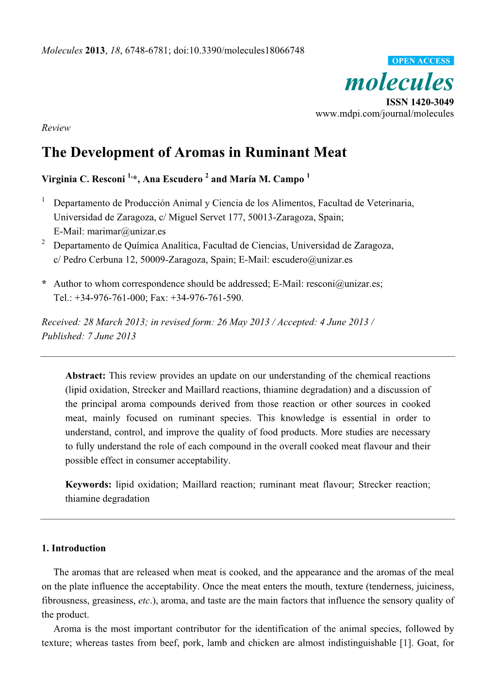The Development of Aromas in Ruminant Meat