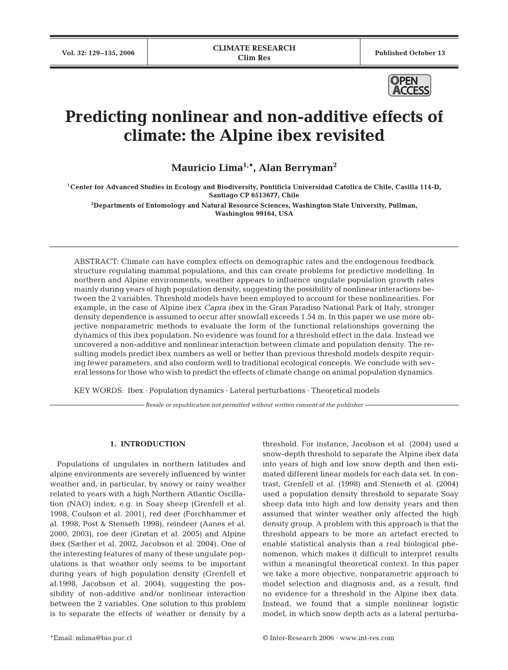 Predicting Nonlinear and Non-Additive Effects of Climate: the Alpine Ibex Revisited