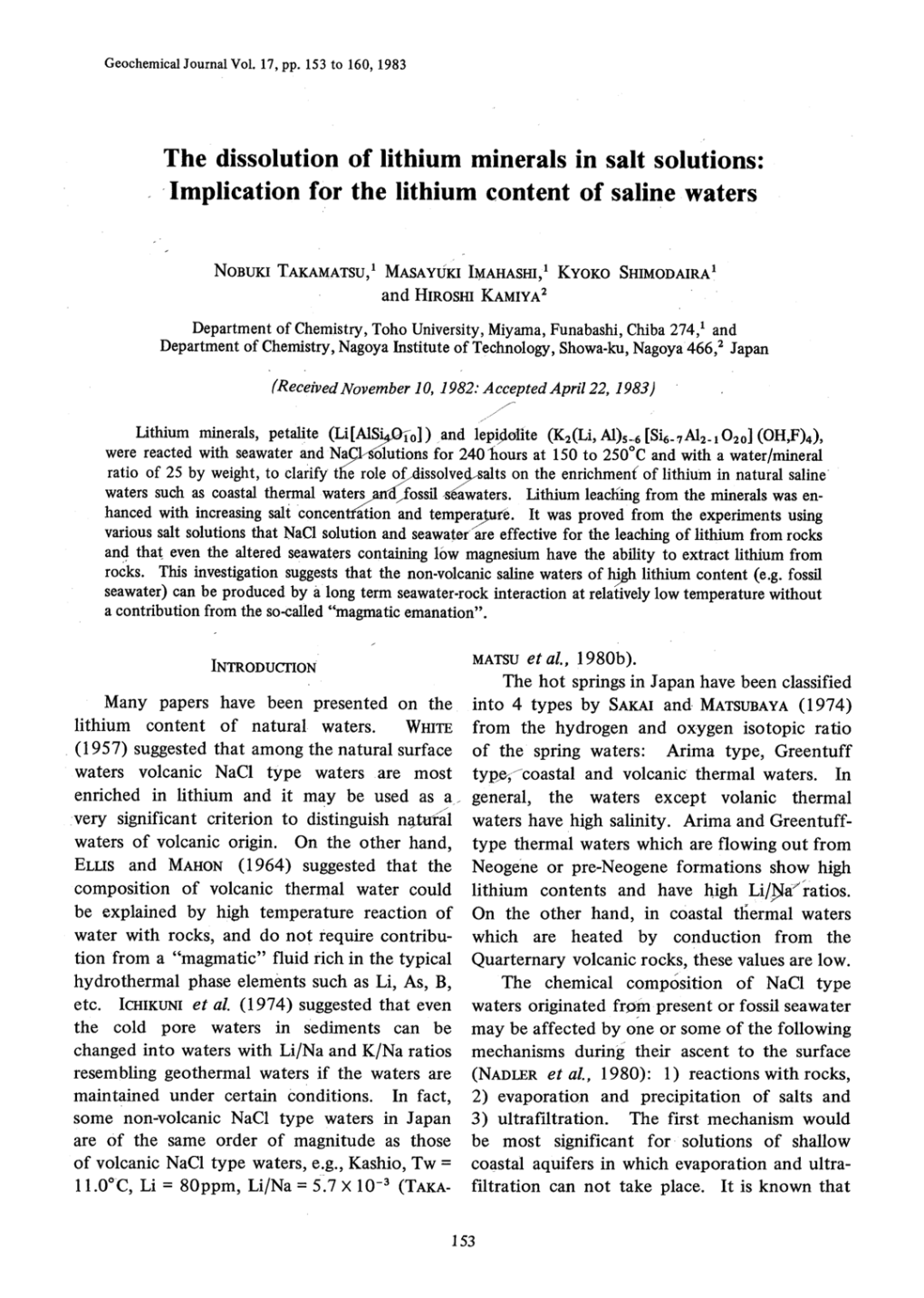 The Dissolution Implication for of Lithium Minerals in Salt Solutions