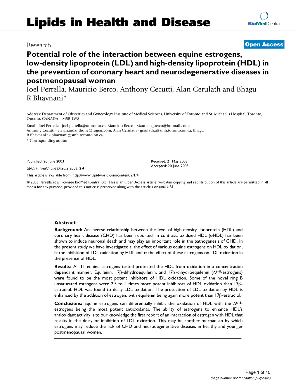 Potential Role of the Interaction Between Equine Estrogens, Low