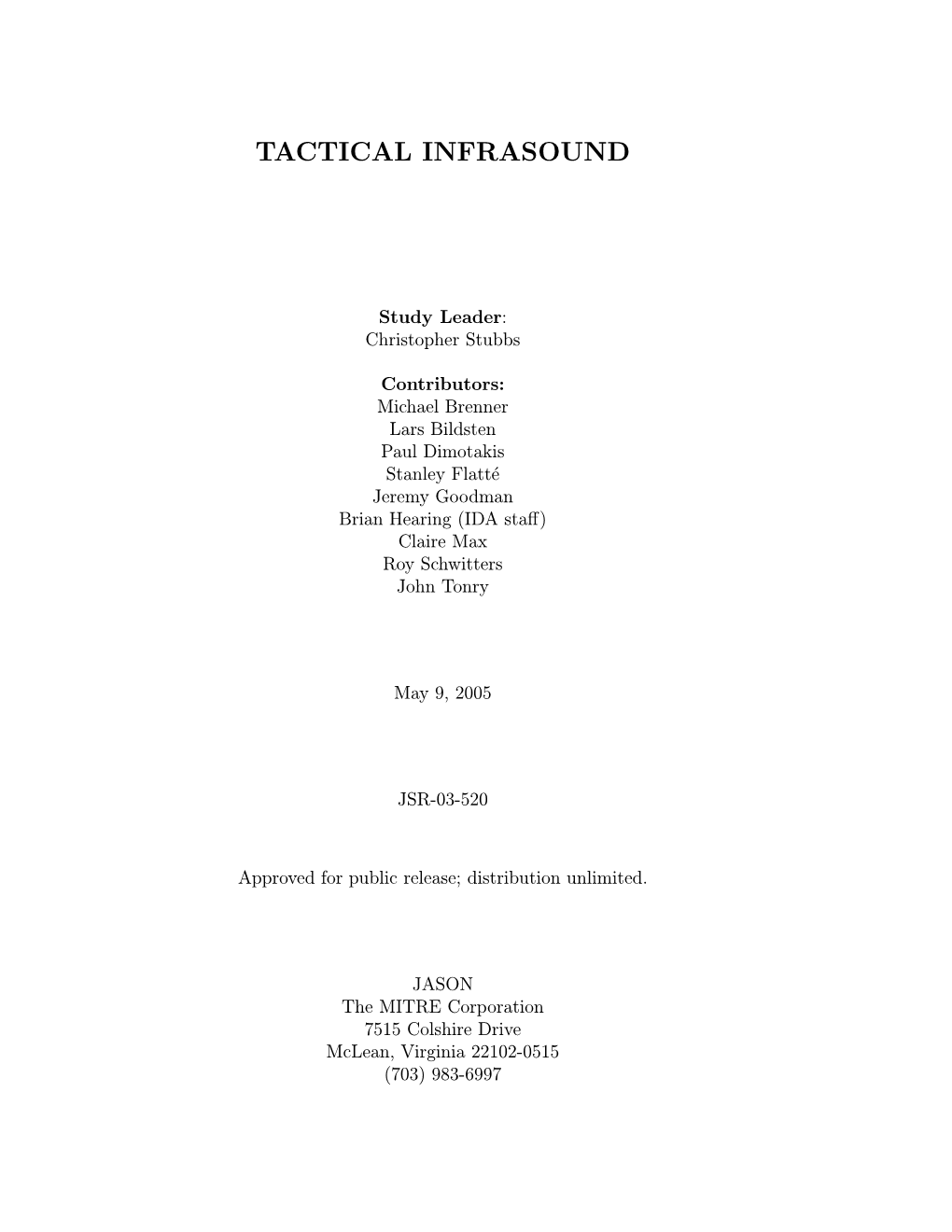 Tactical Infrasound