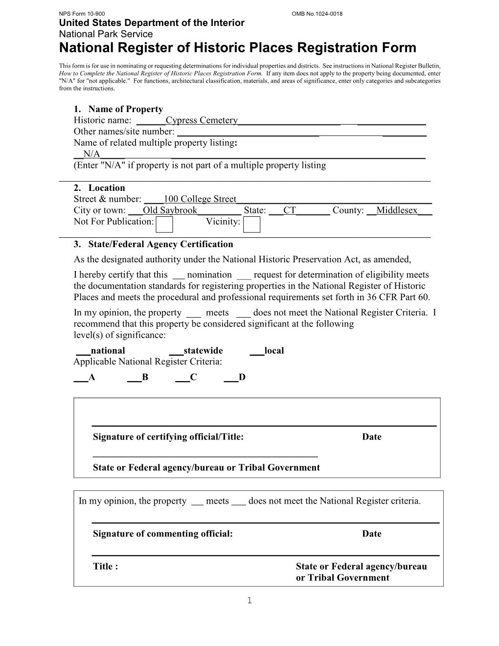 National Register of Historic Places Registration Form