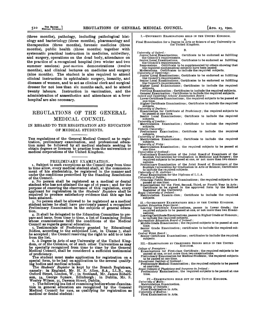 510 ME&Lluz]&L] REGULATIONS of the GENERAL MEDICAL COUNCIL