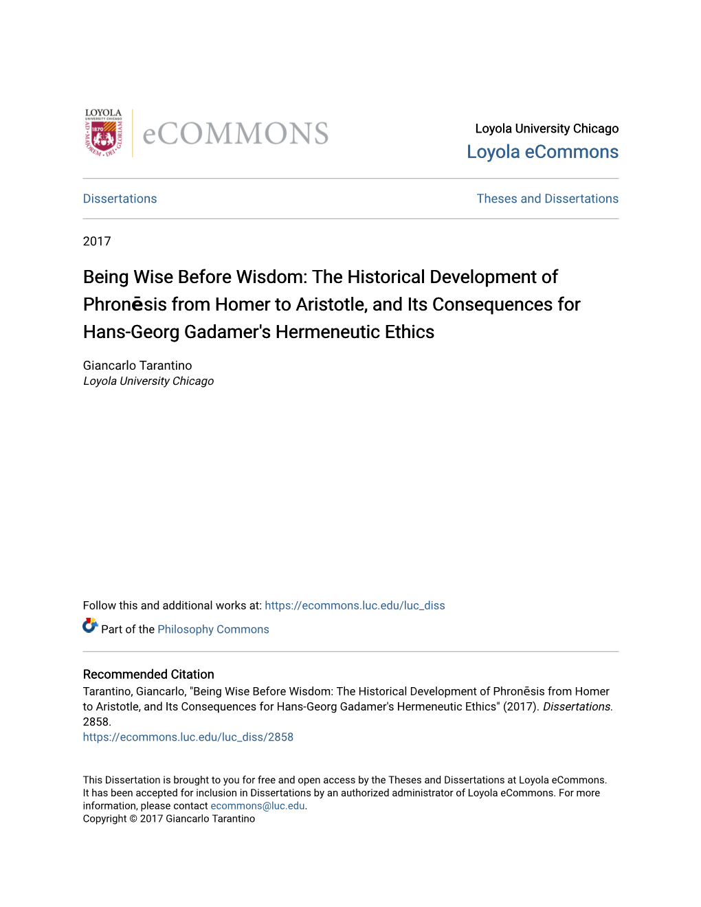 The Historical Development of Phronēsis from Homer to Aristotle, and Its Consequences for Hans-Georg Gadamer's Hermeneutic Ethics