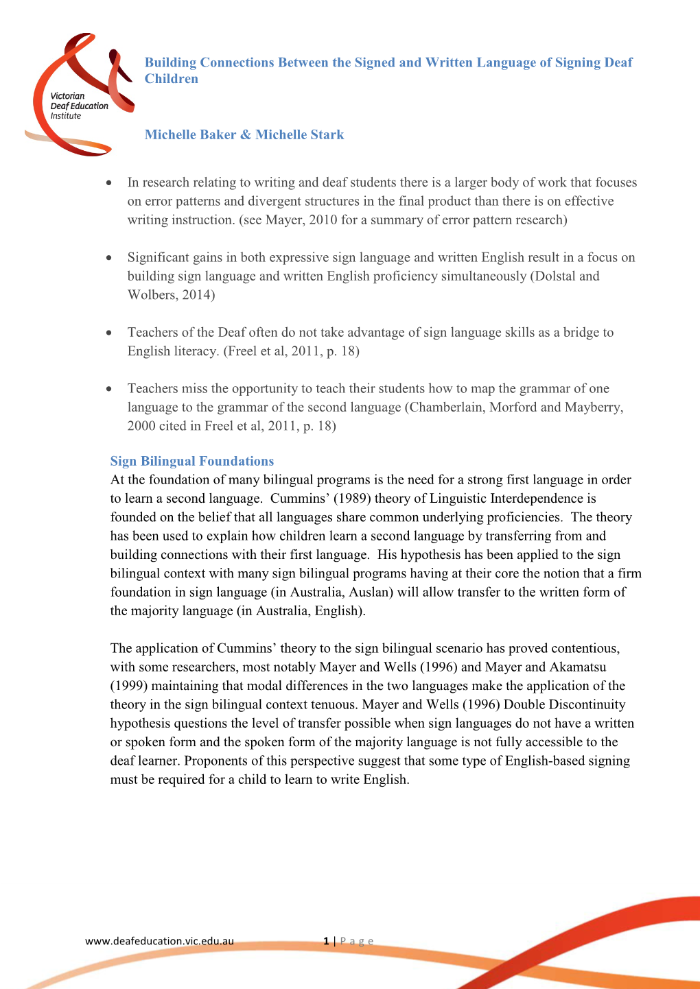 Building Connections Between the Signed and Written Language of Signing Deaf Children