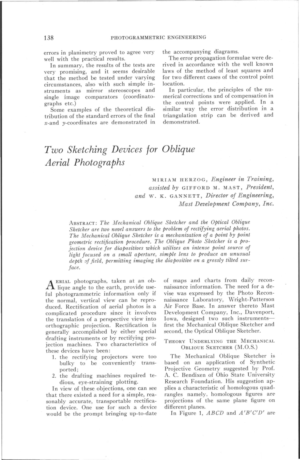 Two Sketching Devices for Oblique Aerial Photographs