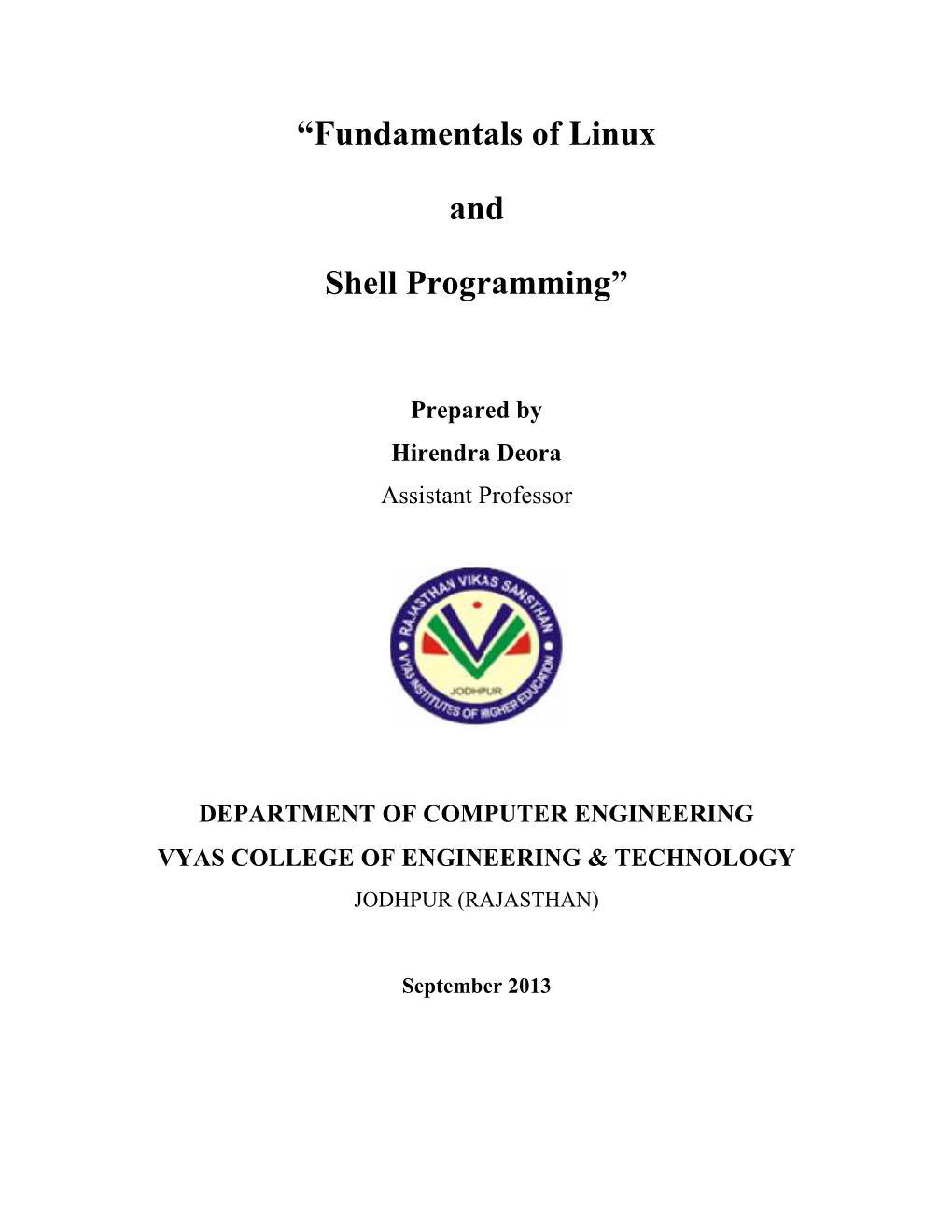 Fundamentals of Linux and Shell Programming” F Linux Ing”