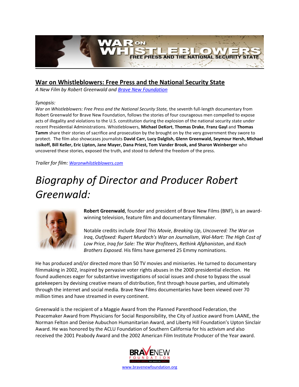 Biography of Director and Producer Robert Greenwald