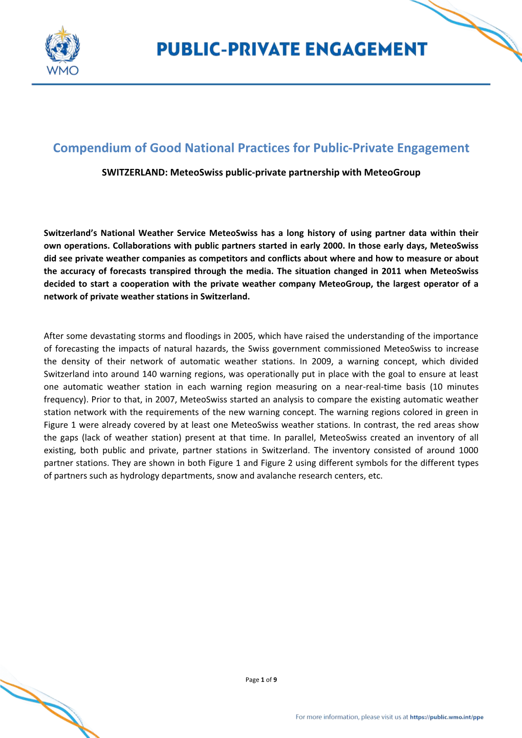 Compendium of Good National Practices for Public-Private Engagement