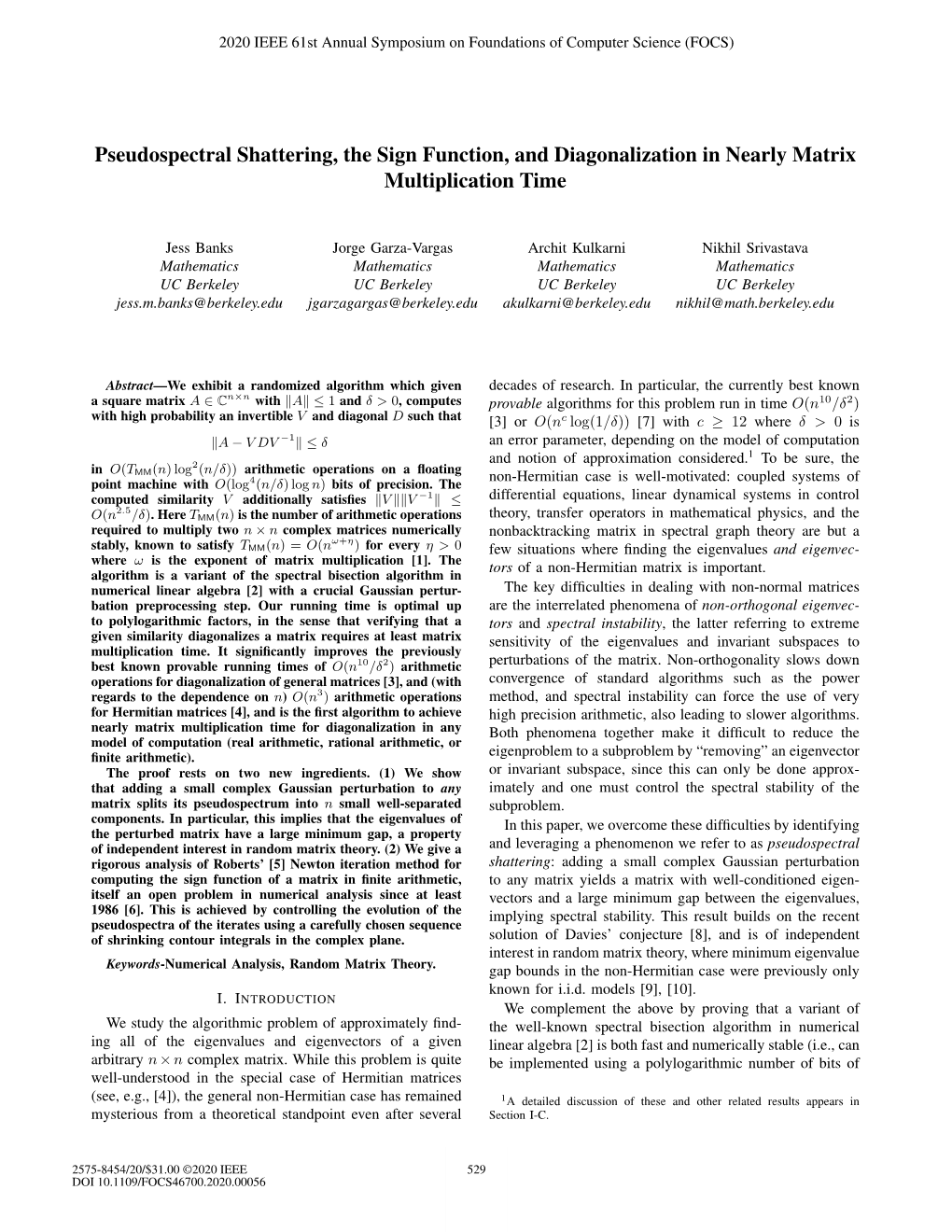 Pseudospectral Shattering, the Sign Function, and Diagonalization in Nearly Matrix Multiplication Time