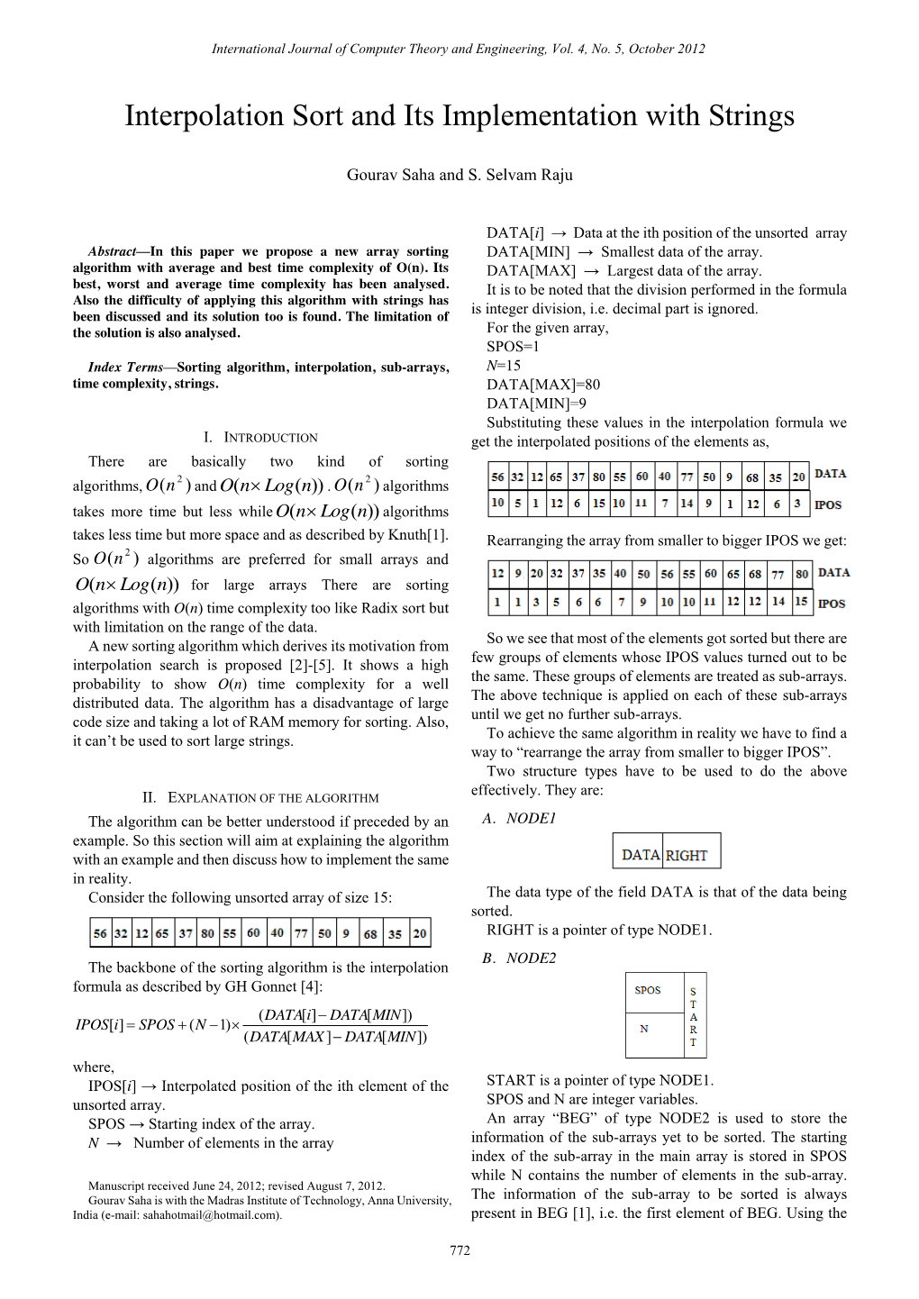 Interpolation Sort and Its Implementation with Strings