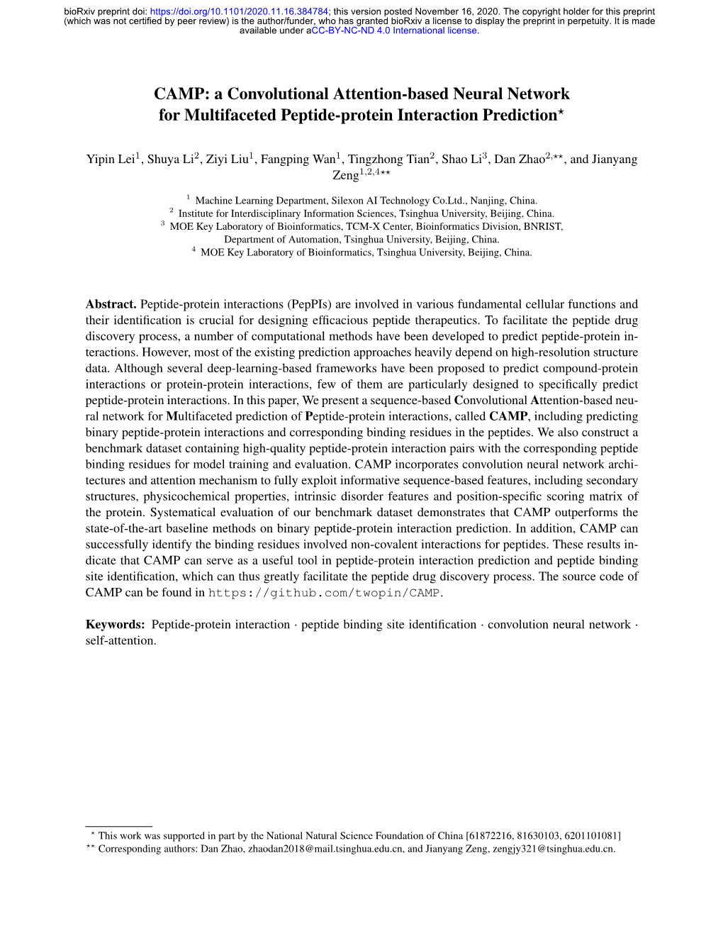 CAMP: a Convolutional Attention-Based Neural Network for Multifaceted Peptide-Protein Interaction Prediction?